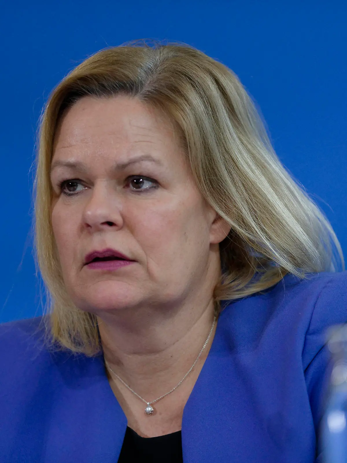 Zweiter Flüchtlingsgipfel Bund, Länder, Kommunen 2023-02-16, Deutschland, Berlin - Pressekonferenz zu den Ergebnissen des zweiten Flüchtlingsgipfels von Bund, Ländern und Kommunen im Bundesinnenministerium. Im Bild Nancy Faeser SPD, Bundesministerin des Inneren und für Heimat,. *** Second Refugee Summit Federal, State, Local 2023 02 16, Germany, Berlin Press conference on the results of the Second Refugee Summit of the Federal, State and Local Governments at the Federal Ministry of the Interior In the picture Nancy Faeser SPD , Federal Minister of the Interior and for Home Affairs,
