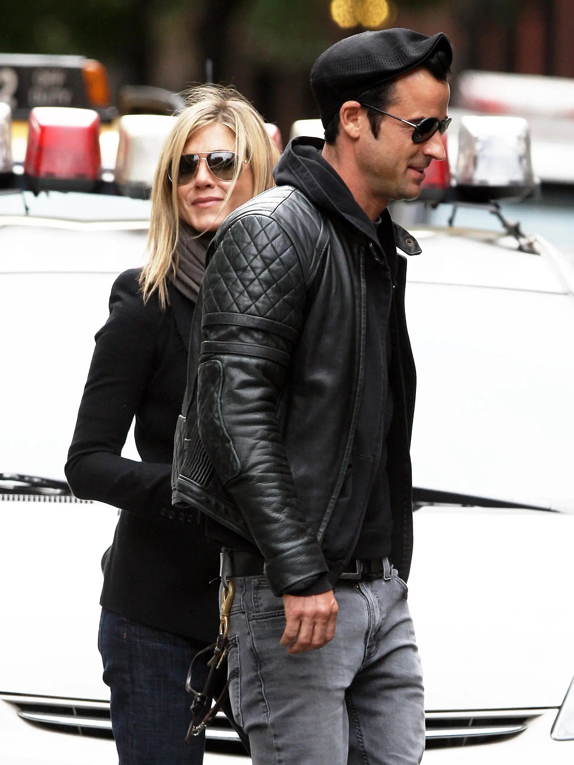 Jennifer Aniston and Justin Theroux go for a walk West Village, NYC.