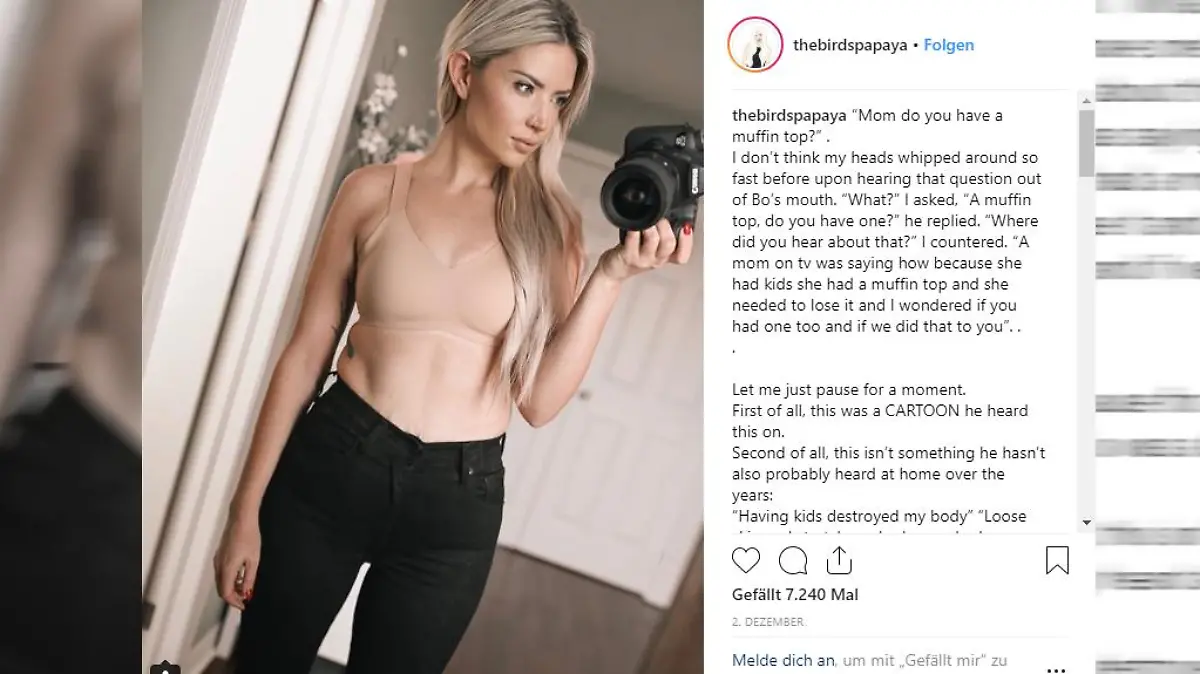 Auf Instagram postet Sarah Nicole als "thebirdspapaya" die aufwühlende Unterhaltung mit Sohn Boden.