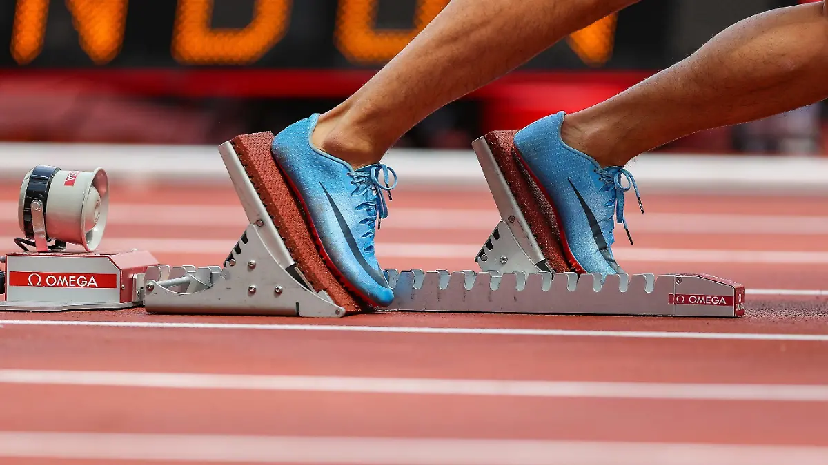 firo :  21.07.2019,
Leichtathletik,
Muller Anniversary Games 2019
Müller Anniversary Spiele 2019
London Grand Prix 2019 in London
Marcus CHAMBERS of the United States at the start of the Men's 400m
Startblock und Schuhe, Allgemein | Verwendung weltweit