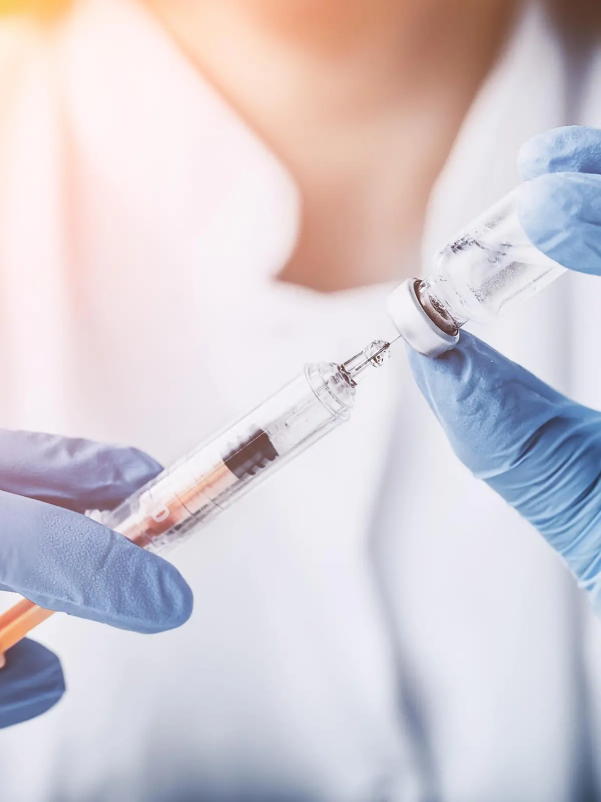 injecting injection vaccine vaccination medicine flu man doctor insulin health drug influenza concept - stock image