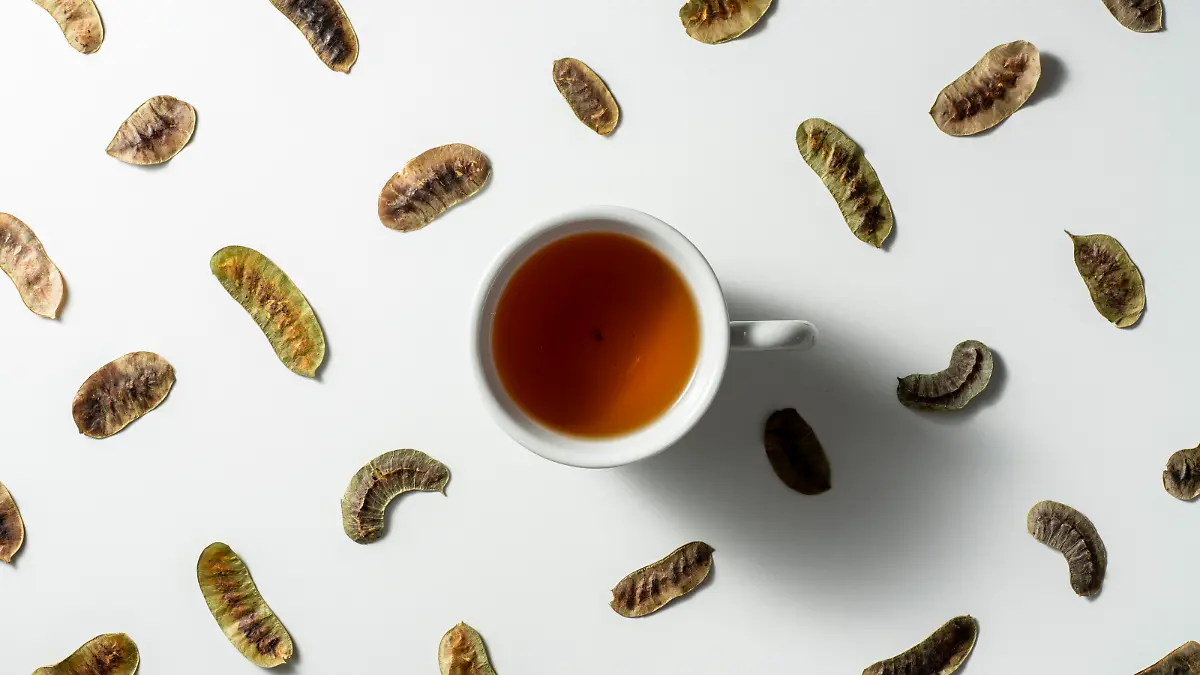 Senna-Tee und getrocknete Senna-Blätter