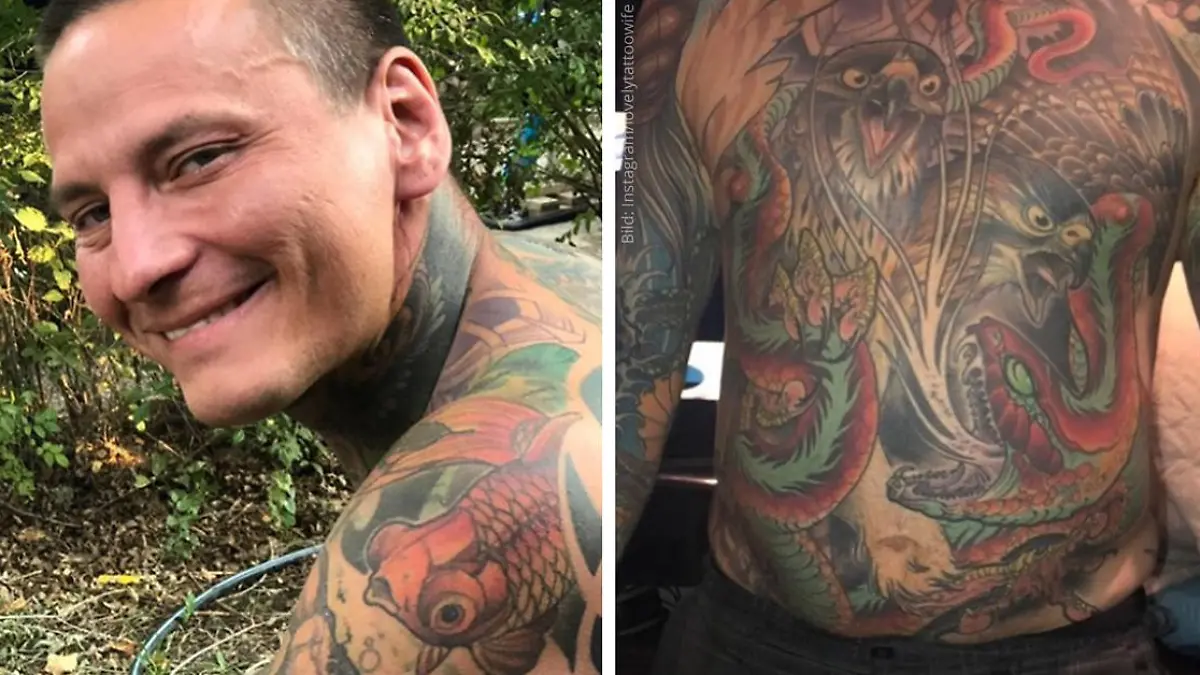 Chris war von Kopf bis Fuß tätowiert.