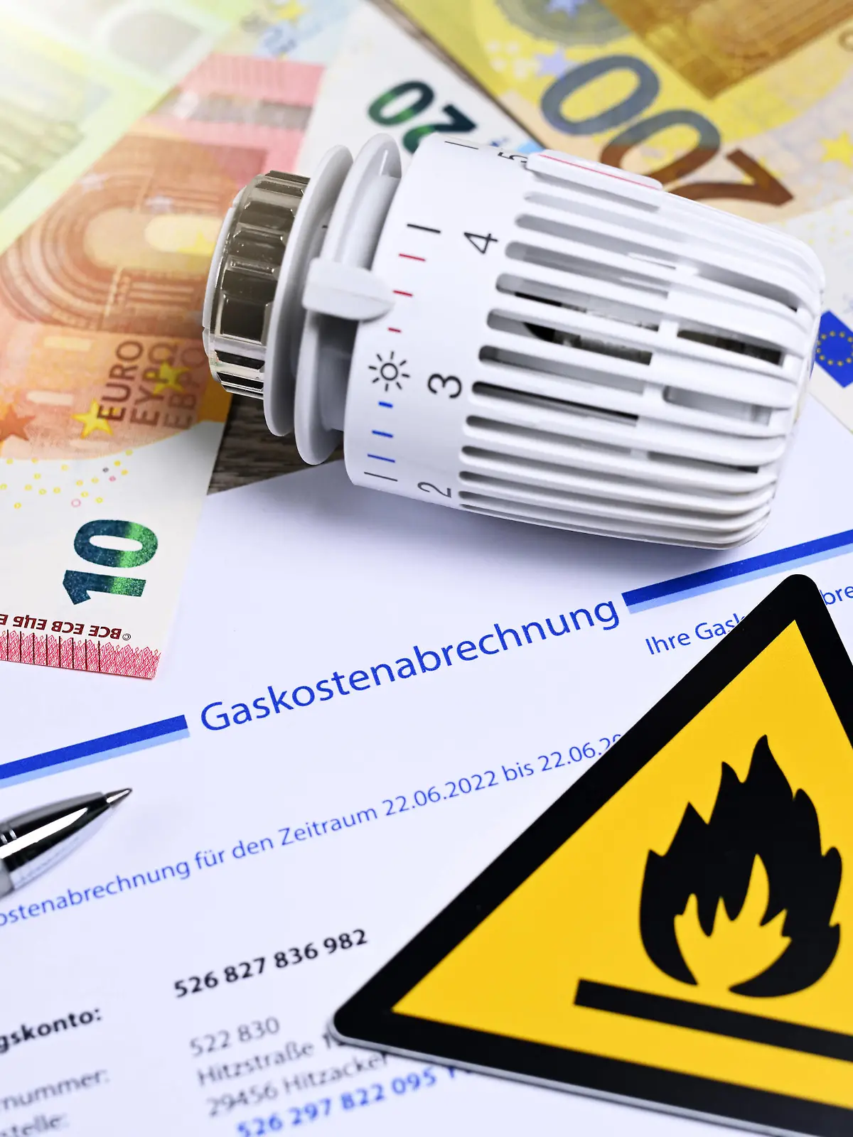  Gasabrechnung, Heizkostenabrechnung, Gaskostenabrechnung, Symbolfoto *** Gas bill, heating bill, gas bill, symbol photo