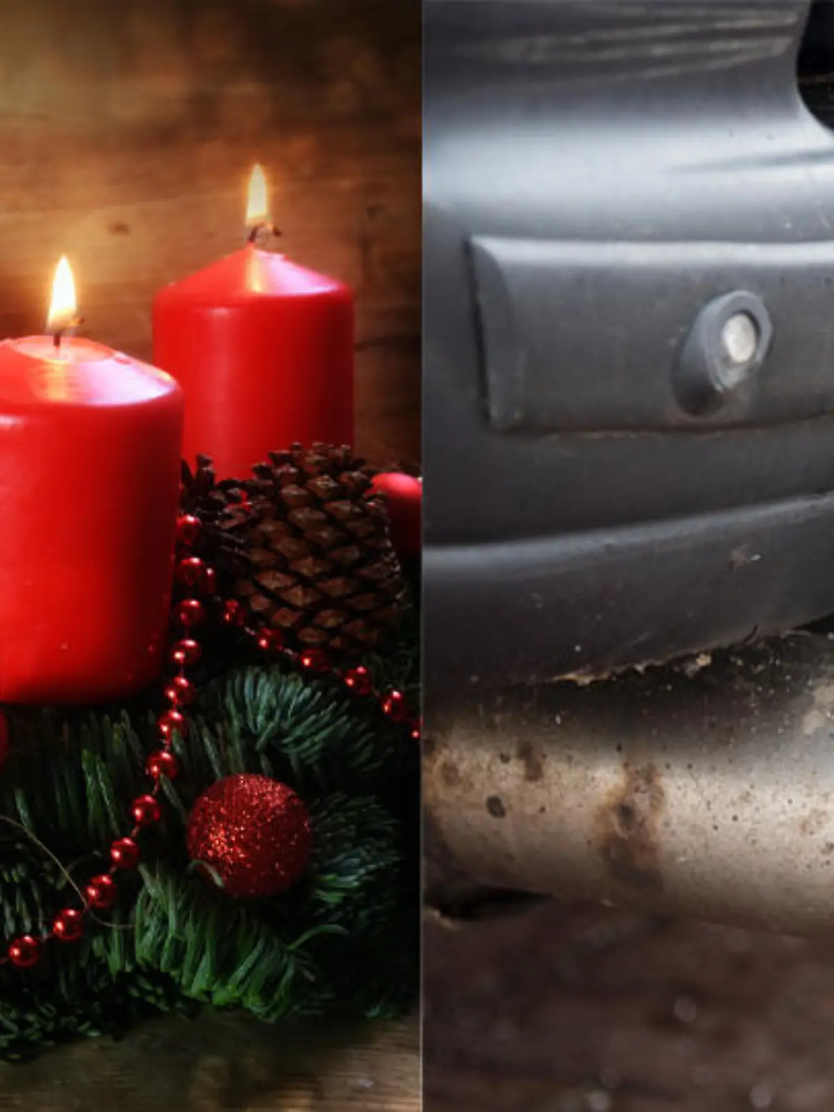 Adventskranz und Dieselauspuff