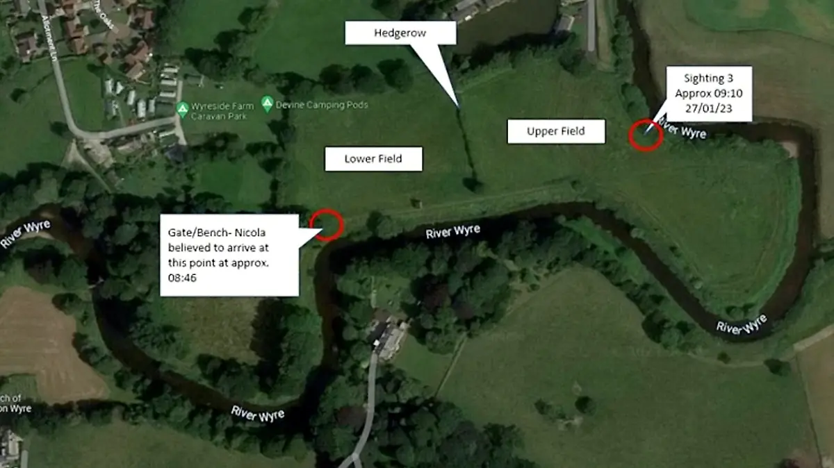 SONDERKONDITIONEN: Satzpreis!
Police can now confirm the following timings from the morning that missing Nicola Bulley was last seen: 8.43am  Nicola walked along the path by the River Wyre, having dropped her children off at school, 8:50am (approximately) - A dog-walker  somebody who knows Nicola  saw her walking around the lower field with her dog. Their two dogs interacted briefly before the witness left the field via the river path, 8.53am  She sent an email to her boss, 9.01am  She logged into a Teams call, 9.10am (approximately)  A witness  somebody who knows Nicola  saw her on the upper field walking her dog, Willow. Work is ongoing today to establish exactly what time this was., 9.30am  The Teams call ended but Nicola stayed logged on, 9.35am (approximately)  Nicolas mobile phone and Willow were found at a bench by the river by another dog-walker. Police continue to have specialist resources from both the police and other emergency services in the area searching a significant area of land around the river off Garstang Road. They also have divers in the area and are using underwater drones to search the full length of the River Wyre downstream. Our police dogs have also been out searching.  / action press