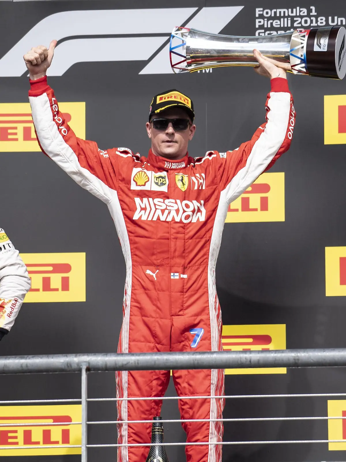 October 21, 2018 - Austin, Texas, U.S - The Winner of F1 7 KIMI Râ¬IKK¦NEN Scuderia Ferrari 2nd Place 33 MAX VERSTAPPEN Austin Martin Red Bull Racing and 3rd place 44 LEWIS HAMILTON Mercedes AMG Petronas Motorsports F1 Pirelli United States Grand Prix PUBLICATIONxINxGERxSUIxAUTxONLY - ZUMAm147 20181021_zap_m147_001 Copyright: xHossxMcBainx  
