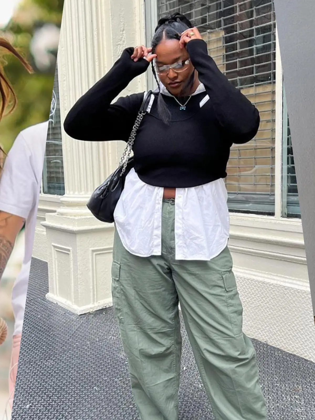 Hailey Bieber, Imani Rudolph und Julia Berit stylen Cargohosen.