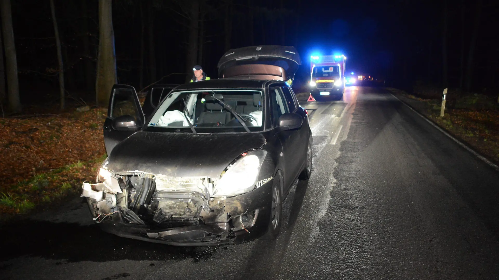 Bei einem Wildunfall wurde am 15.01.2020 im Sachsenwald ein Autofahrer verletzt. Nach ersten Erkenntnissen war der Mann auf der L208 zwischen Friedrichsruh und Kuddewörde unterwegs, als plötzlich vor einer scharfen Kurve ein Wildschwein über die Fahrbahn flitzte und frontal mit dem Auto zusammengeprallt ist.