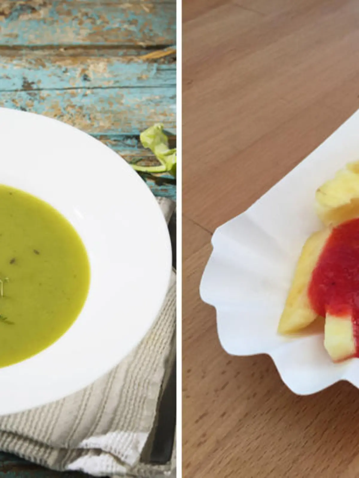 Bild zu: "Leckere Gemüsesuppe und gesunde Früchte-Pommes"