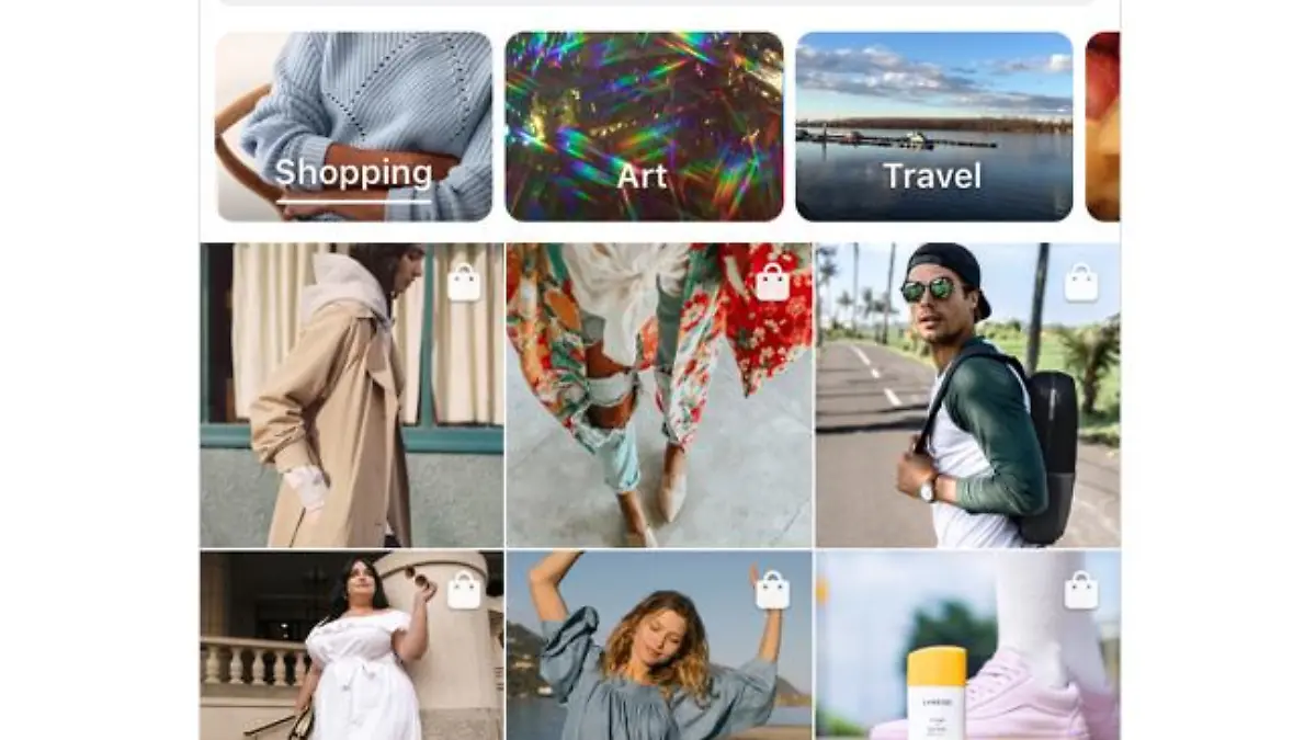 "Entdecken"-Bereich von Instagram mit Kategorie "Shopping"