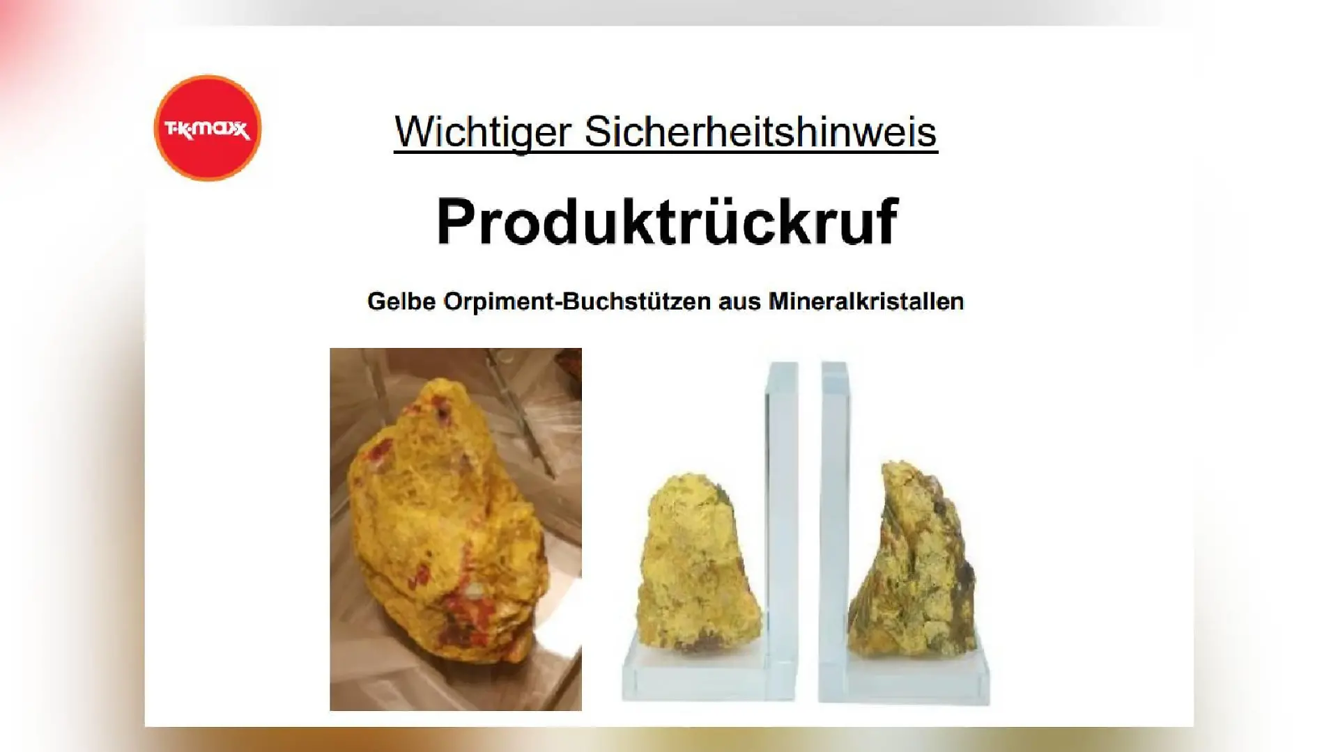 Produktrückruf von TK Maxx