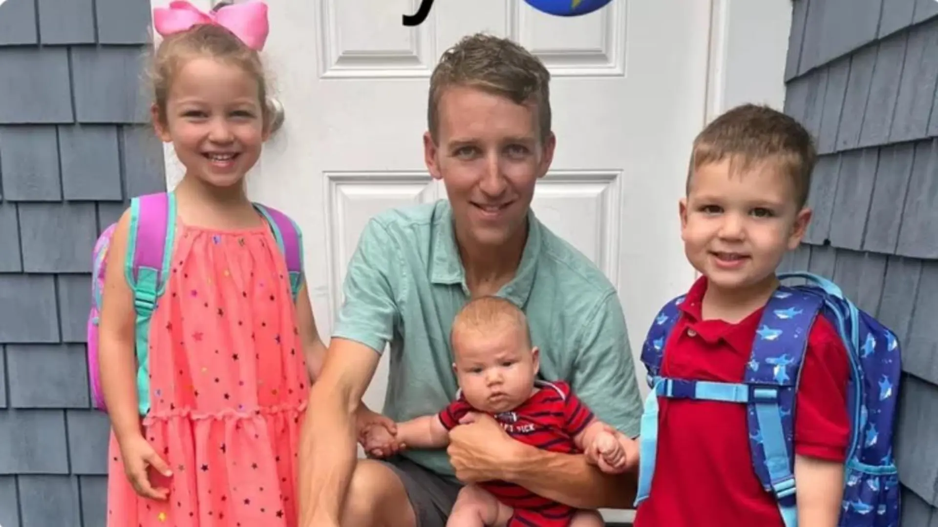 Cora (5), Callan (7 Monate), Papa Patrick und Dawson (3) (v.l.).