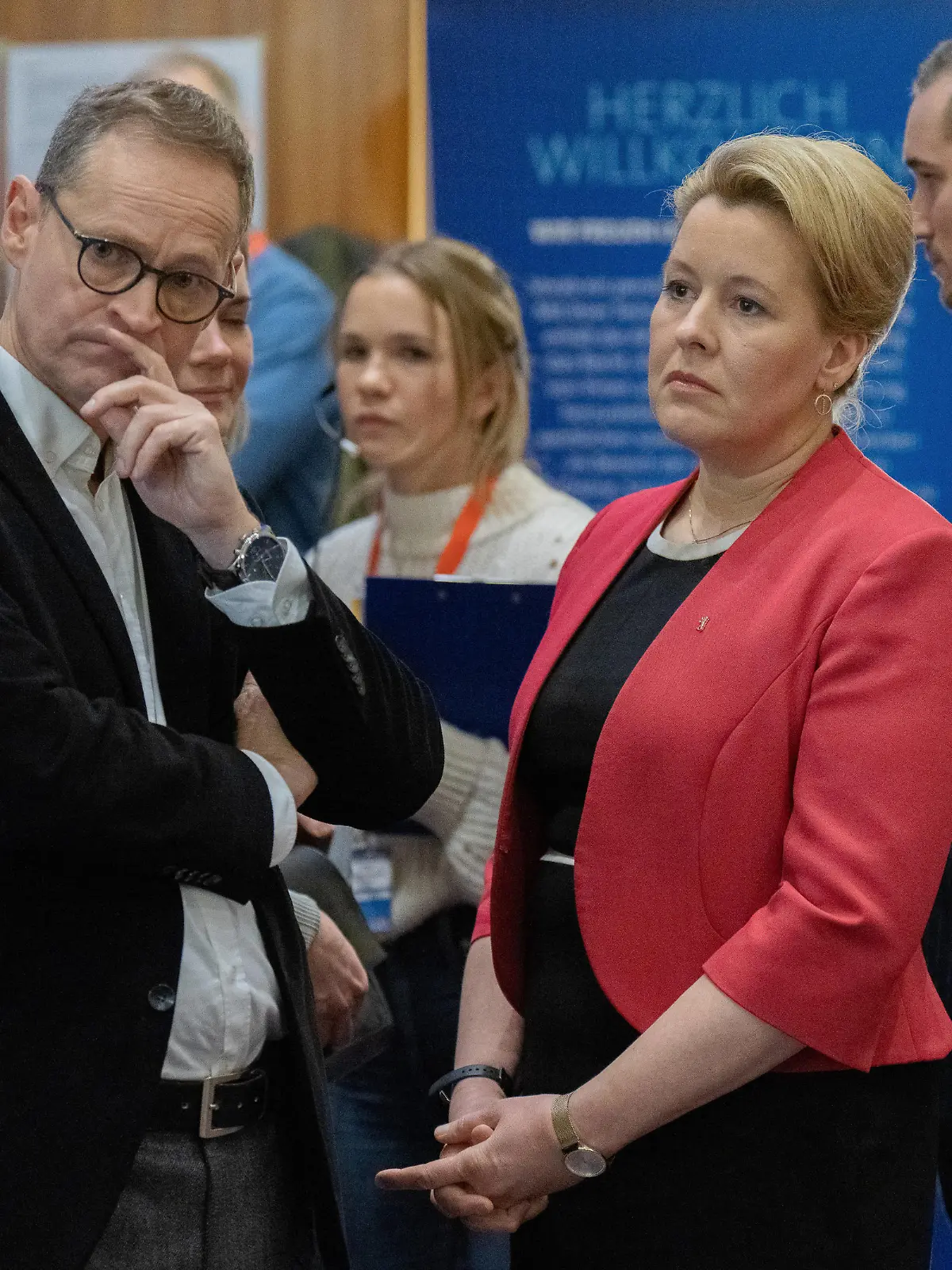 Michael Müller, Franziska Giffey Wahl zum Abgeordnetenhaus von Berlin, Michael Müller, Franziska Giffey, Regierende Bürgermeisterin von Berlin Berlin Berlin GER *** Michael Müller, Franziska Giffey Election to the House of Representatives of Berlin, Michael Müller, Franziska Giffey, Governing Mayor of Berlin Berlin GER