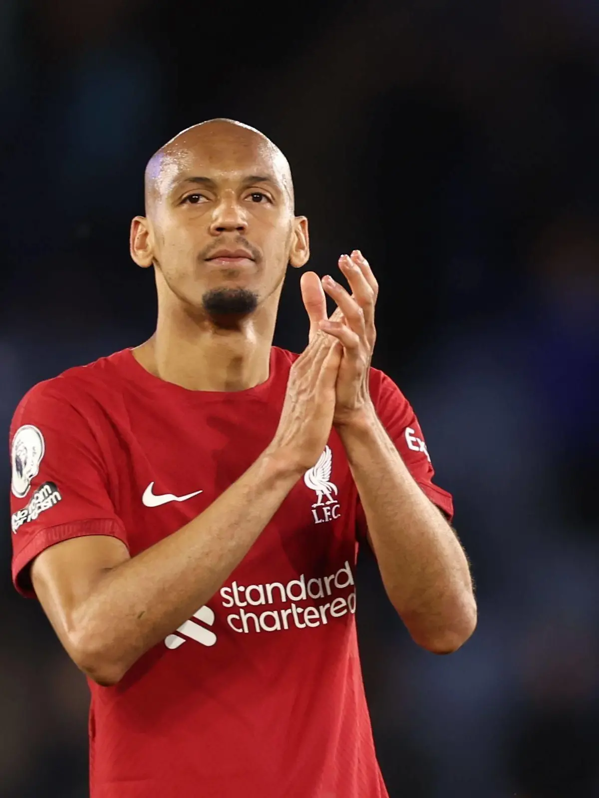 Mandatory Credit: Photo by Ryan Browne/Shutterstock 13914601dl Fabinho of Liverpool. Leicester City v Liverpool, Premier League, Football, King Power Stadium, Leicester, UK - 15 May 2023 EDITORIAL USE ONLY No use with unauthorised audio, video, data, fixture lists, club/league logos or live services. Online in-match use limited to 120 images, no video emulation. No use in betting, games or single club/league/player publications. Leicester City v Liverpool, Premier League, Football, King Power Stadium, Leicester, UK - 15 May 2023 EDITORIAL USE ONLY No use with unauthorised audio, video, data, fixture lists, club/league logos or live services. Online in-match use limited to 120 images, no video emulation. No use in betting, games or single club/league/player publications. PUBLICATIONxINxGERxSUIxAUTxHUNxGRExMLTxCYPxROUxBULxUAExKSAxONLY Copyright: xRyanxBrowne/Shutterstockx 13914601dl