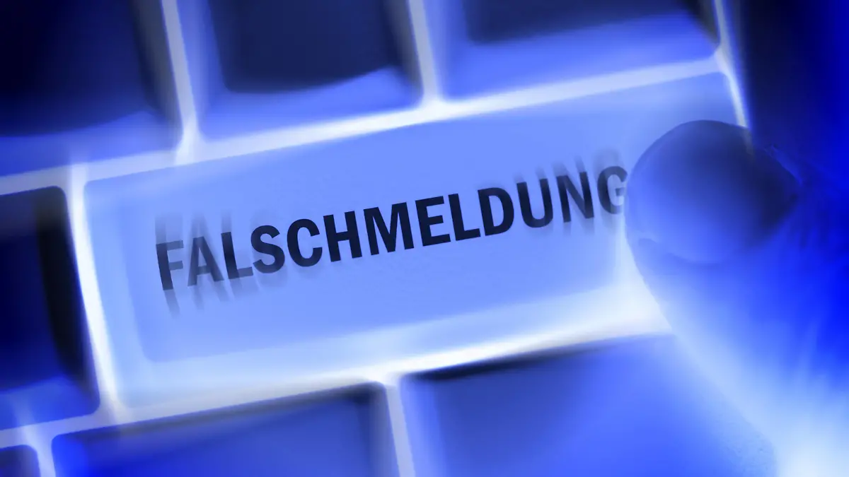 Falschmeldung-Schriftzug auf einer Computertaste, Symbolfoto fake news
Wrong message emblem on a Computer key Symbolic image Fake News