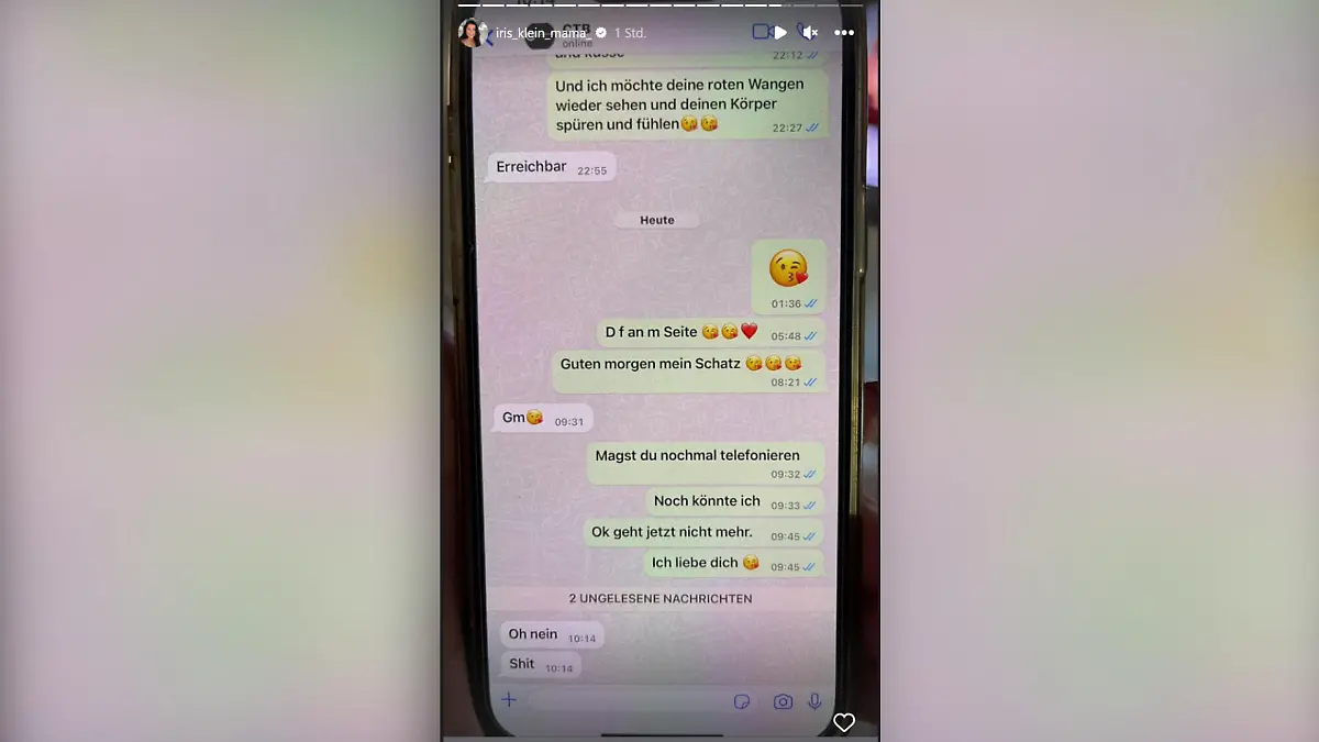 Stammt dieser WhatsApp-Verlauf wirklich von Peter Klein und Yvonne Woelke? Laut Iris trifft das zu. Quelle: instagram/iris_klein_mama_