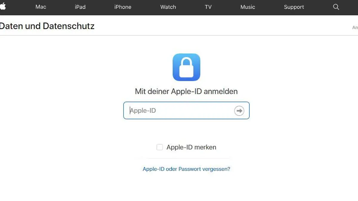 Mit der Apple ID können Apple-Kunden Ihre Daten erfragen.