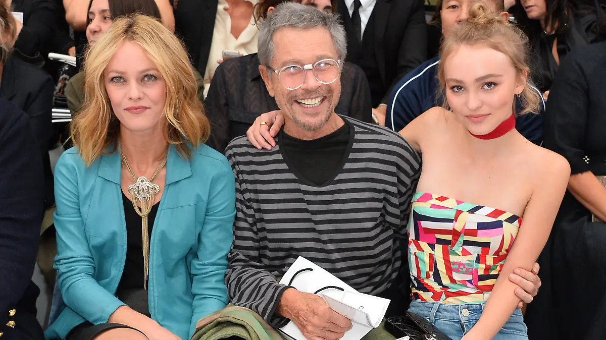 Vanessa Paradis, Jean-Paul Goude and Lily Rose Depp attending Chanel's Spring Summer 2016 Ready-To-Wear collection show held at Grand Palais in Paris, France, on October 6, 2015. Photo by Laurent Zabulon/ABACAPRESS.COM