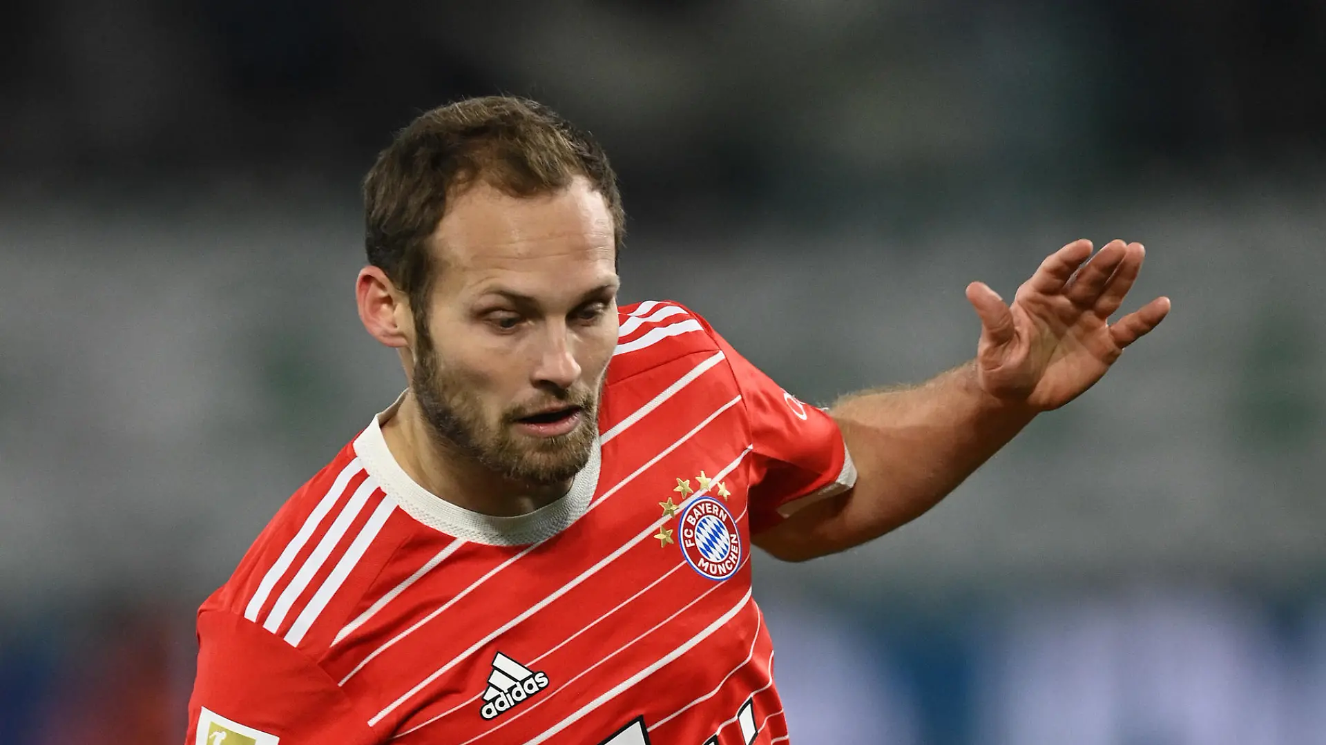 WOLFSBURG, GERMANY - FEBRUARY 05: Daley Blind of Bayern Muenchen in action during the Bundesliga match between VfL Wolfsburg and FC Bayern München at Volkswagen Arena on February 05, 2023 in Wolfsburg, Germany. (Photo by Stuart Franklin/Getty Images)