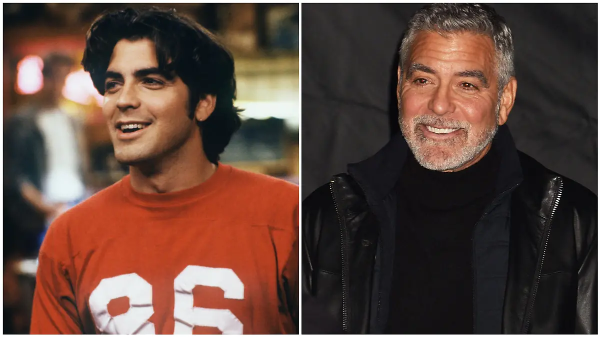 George Clooney im Jahr 1989 / George Clooney im Jahr 2023.