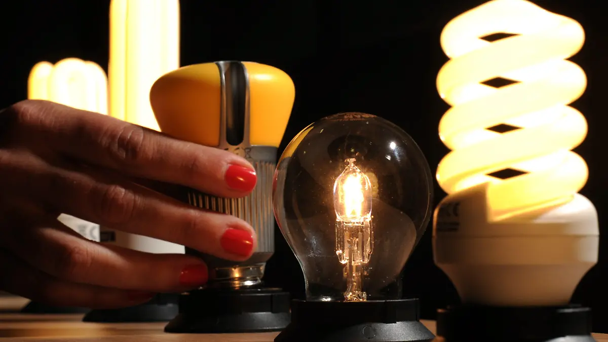 Eine Mitarbeiterin der Stiftung Warentest schraubt am Donnerstag (25.08.2011) nach einer Pressekonferenz der Stiftung in Berlin eine LED-Lampe ein. Daneben brennen eine Halogenlampe (2.v.r.) und eine Energiesparlampe. Für ihr aktuelles test-Heft hat die Stiftung LED-Lampen, Energiesparlampen und Halogenlampen getestet. Ab 2012 wird es keine herkömmlichen Glühbirnen mehr im deutschen Handel geben. Foto: Tim Brakemeier dpa +++(c) dpa - Bildfunk+++
