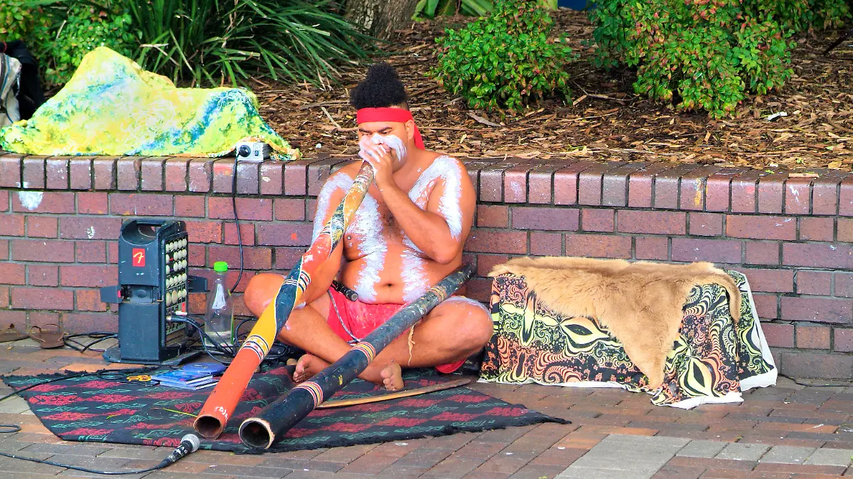 Ein Aborigine in Sydney, Australien.