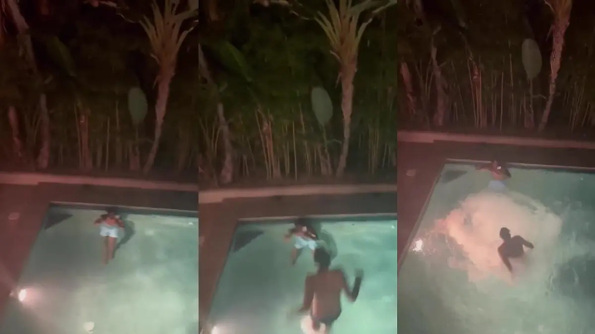 Britney Spears veröfffentlichte ein Video, wie ein Mann aus dem ersten Stock in den Pool springt. Kurz darauf löschte sie es wieder.