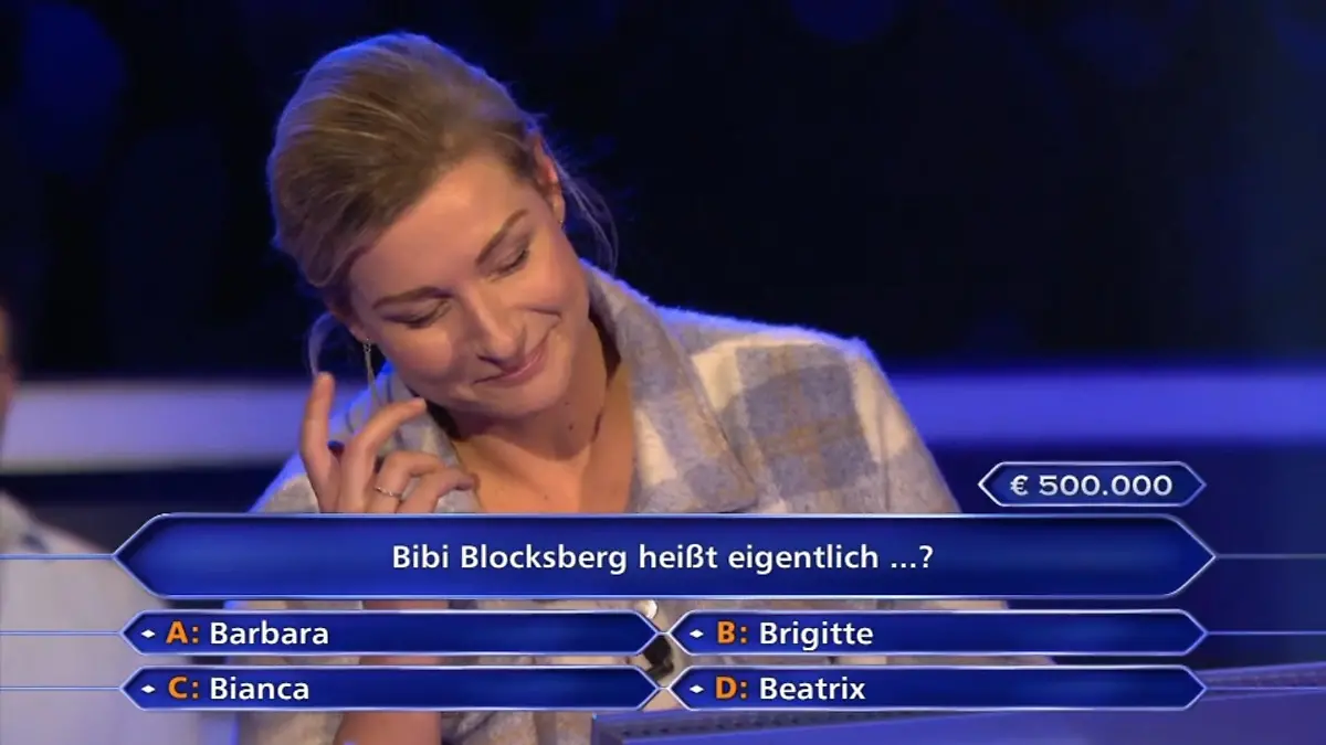 "Wer wird Millionär?"-Kandidatin Julia Kunschner kämpft mit der 500.000-Euro-Frage.