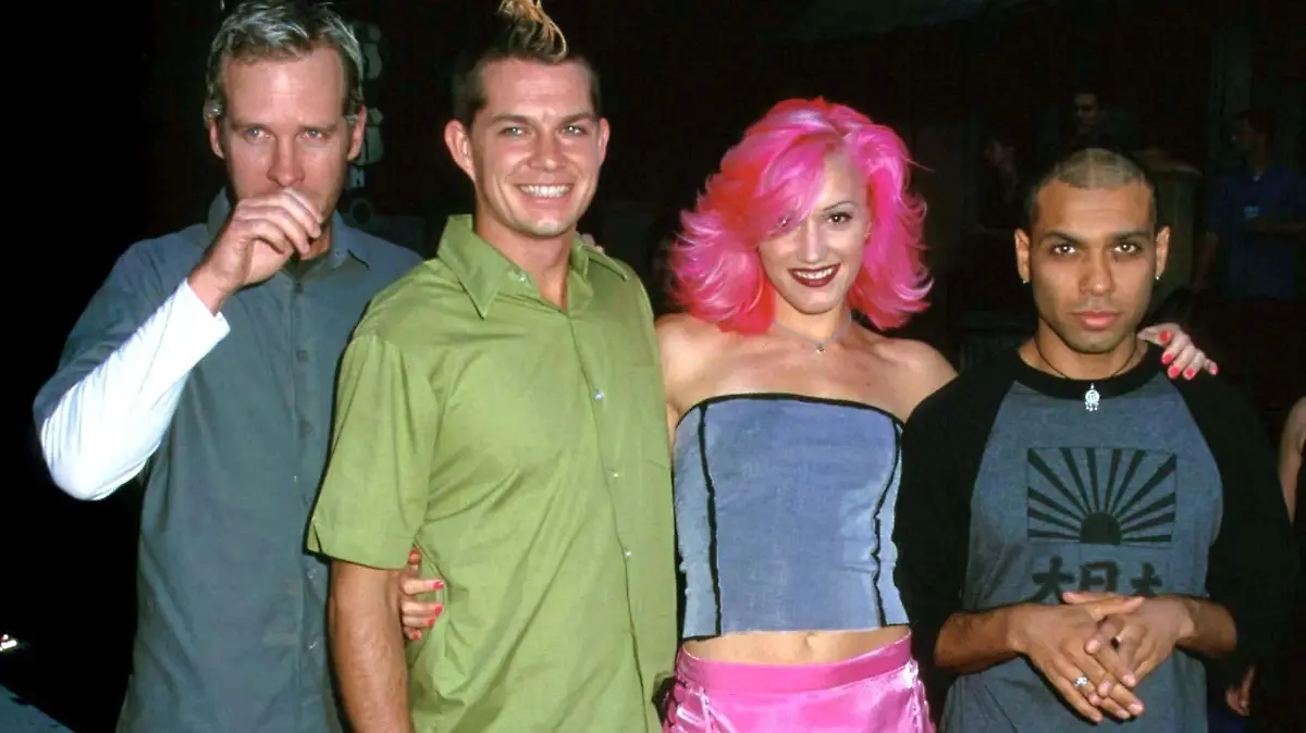 Die Musikgruppe No Doubt ("Just a Girl") mit Sängerin Gwen Stefani, aufgenommen am 7. Oktober 1999 bei der ersten Artist Direct Online Music Award-Verleihung im House of Blues in Los Angeles.