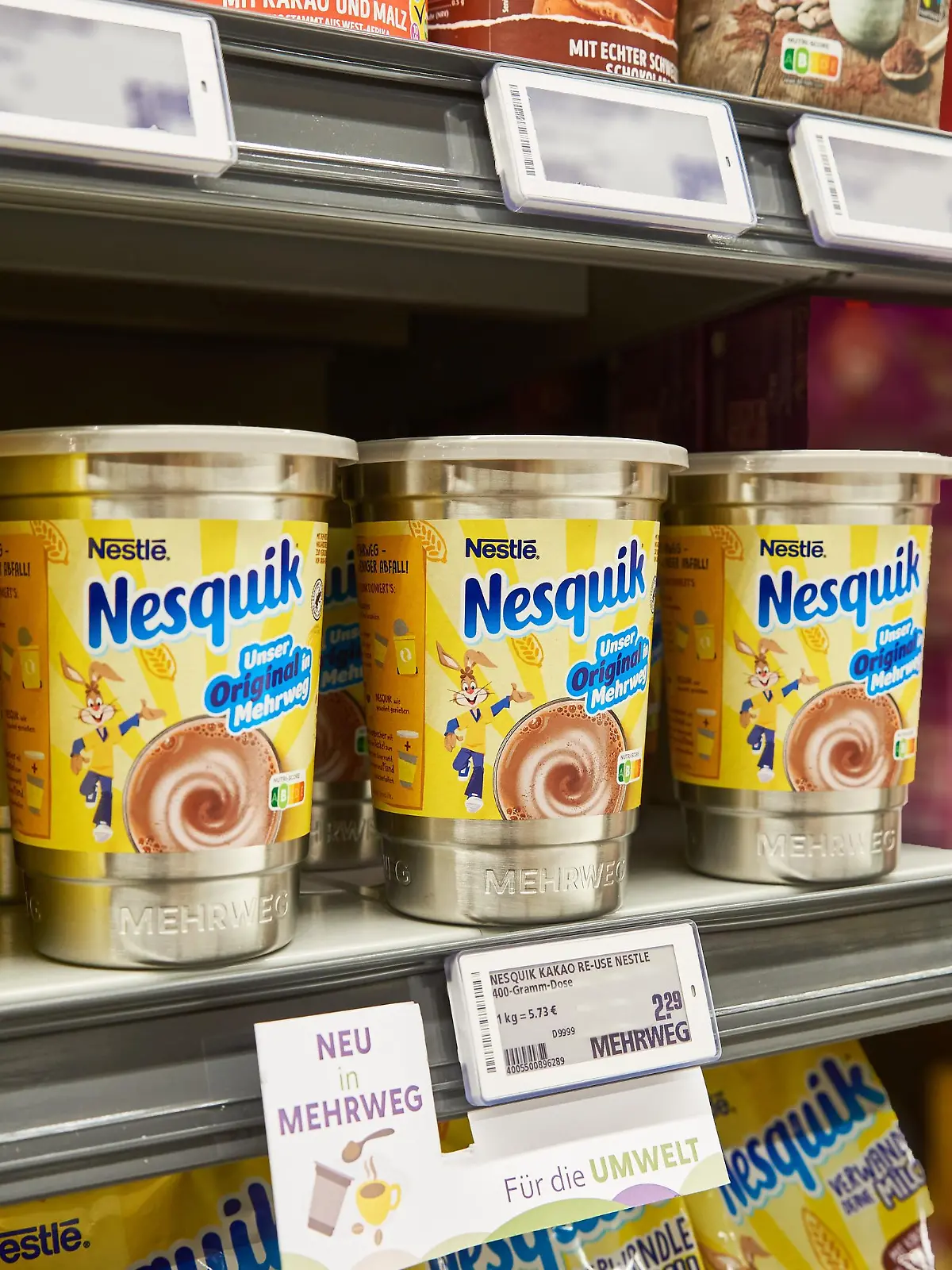 Stahlbehälter von Nesquik/Nestlé.
