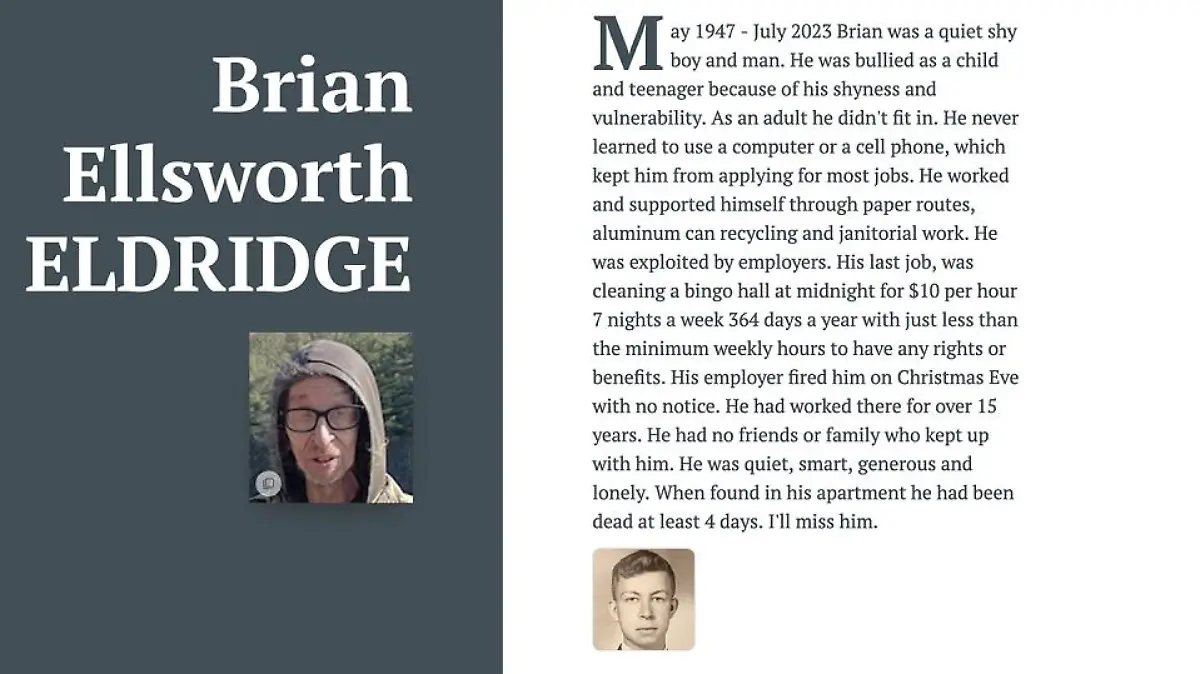Brian Eldridges Todesanzeige