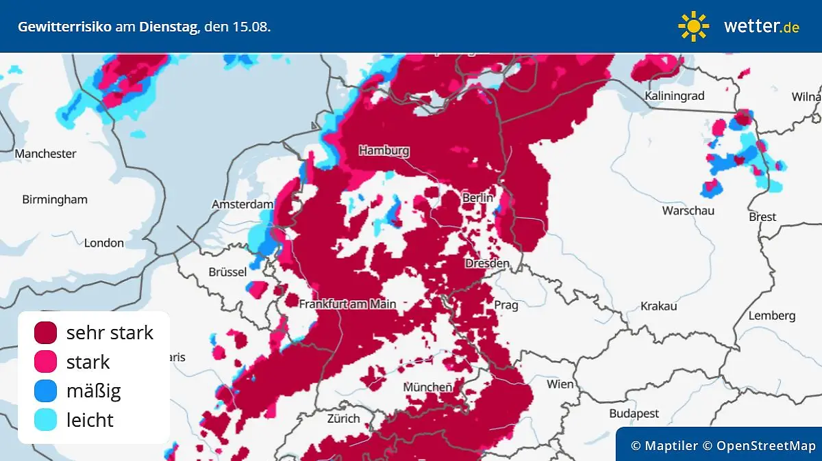 thunderStormChance gewitter risiko dienstag