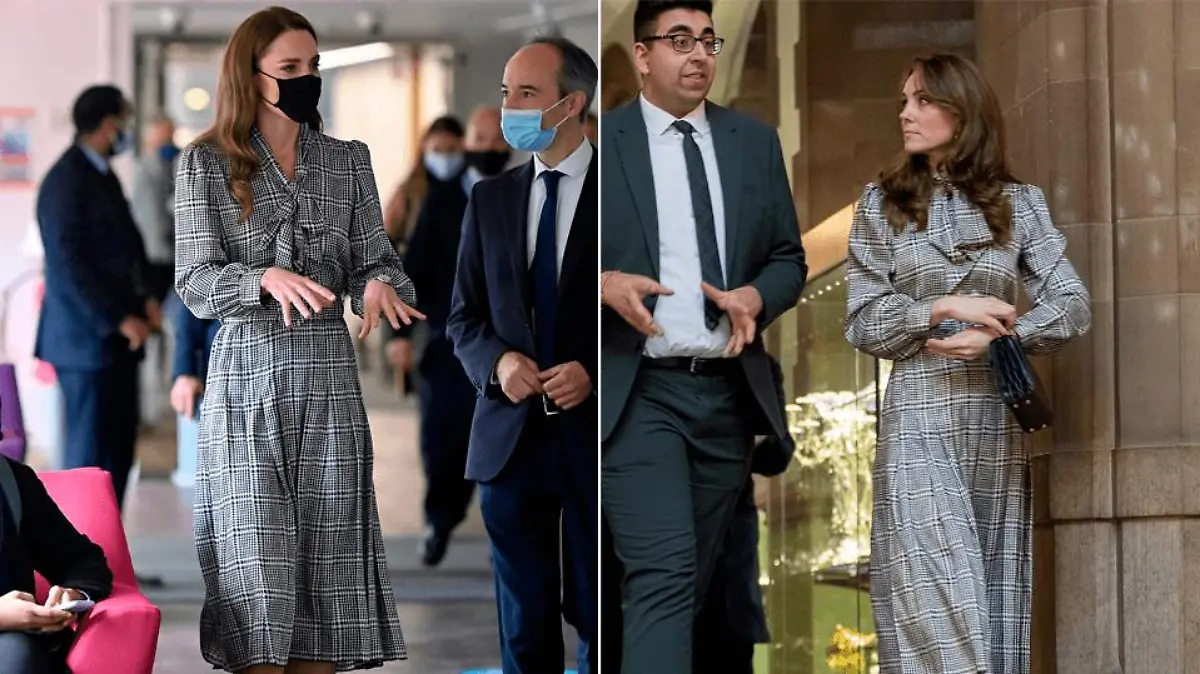 Januar 2020 und Oktober 2021: Herzogin Kate trägt zu unterschiedlichen Events ihr Hahnentritt-Kleid.