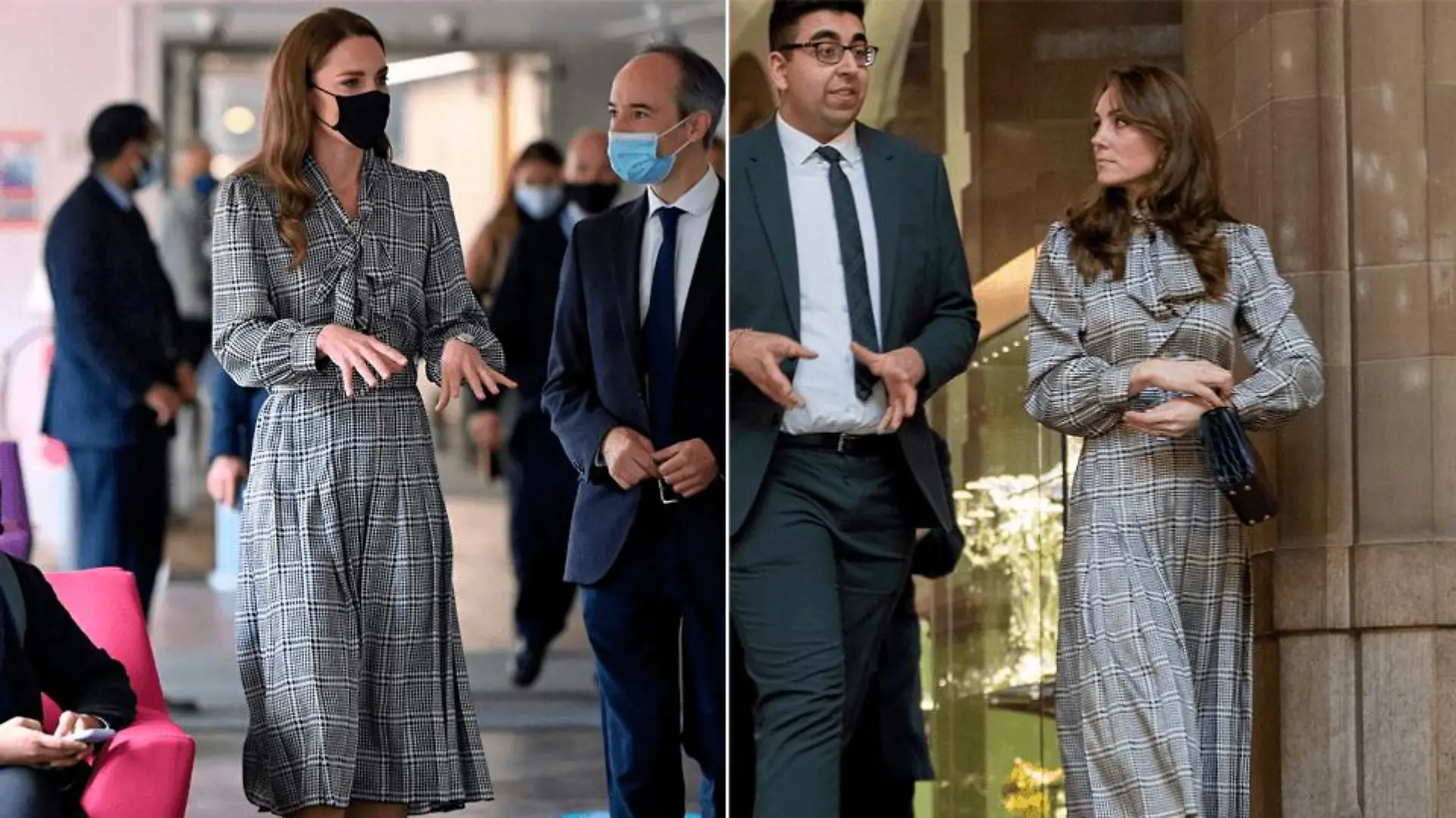 Januar 2020 und Oktober 2021: Herzogin Kate trägt zu unterschiedlichen Events ihr Hahnentritt-Kleid.
