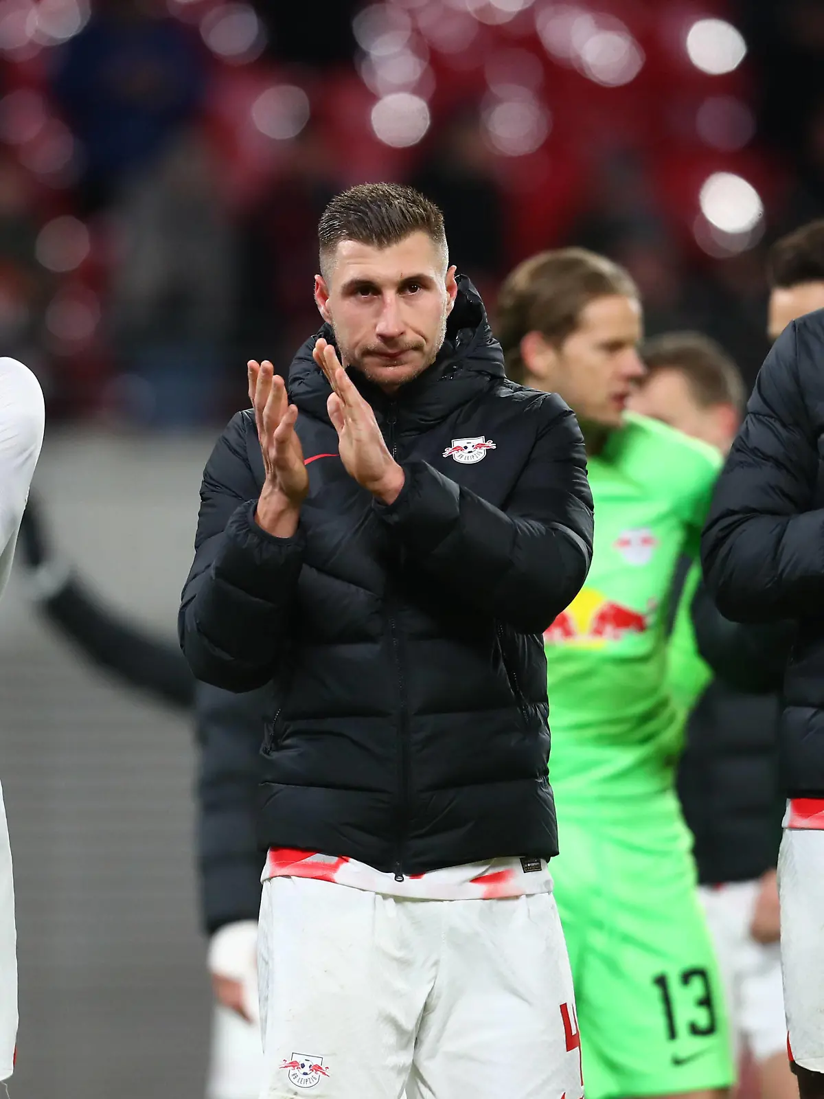 01.02.2023, xtgx, Fussball DFB Pokal Achtelfinale, RB Leipzig - TSG 1899 Hoffenheim emspor, v.l. Yussuf Poulsen Leipzig, 9, Willi Orban Leipzig, 4, Mohamed Simakan Leipzig, 2 Jubel ueber den Sieg, Jubel nach Spielende DFL/DFB REGULATIONS PROHIBIT ANY USE OF PHOTOGRAPHS as IMAGE SEQUENCES and/or QUASI-VIDEO Leipzig *** 01 02 2023, xtgx, football DFB Pokal Achtelfinale, RB Leipzig TSG 1899 Hoffenheim emspor, v l Yussuf Poulsen Leipzig, 9 , Willi Orban Leipzig, 4 , Mohamed Simakan Leipzig, 2 Jubel über den Sieg, Jubel nach Spielende DFL DFB REGULATIONS PROHIBIT ANY USE OF PHOTOGRAPHS as IMAGE SEQUENCES and or QUASI VIDEO Leipzig