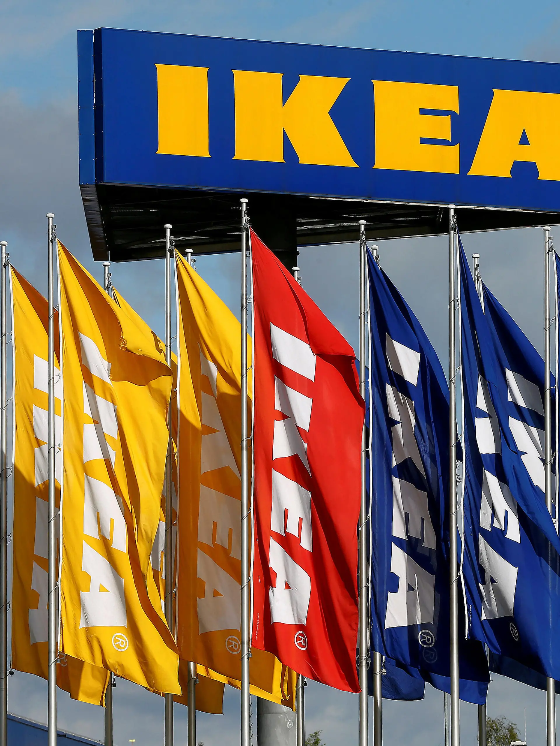 FILE PHOTO: Flags and the company's logo are seen outside of an IKEA Group store in Spreitenbach, Switzerland April 27, 2016. REUTERS/Arnd Wiegmann/File Photo