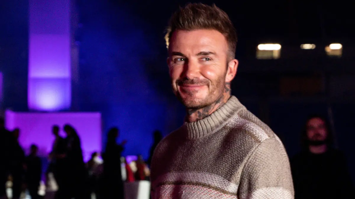 David Beckham poses for a photo with his family during Qatar Fashion United event, where various concerts and fashion shows were organised, two days before the end of FIFA World Cup Qatar 2022, inside the 974 Stadium, in Doha, Qatar on December 16, 2022. Photo by QC-Balkis Press/ABACAPRESS.COM