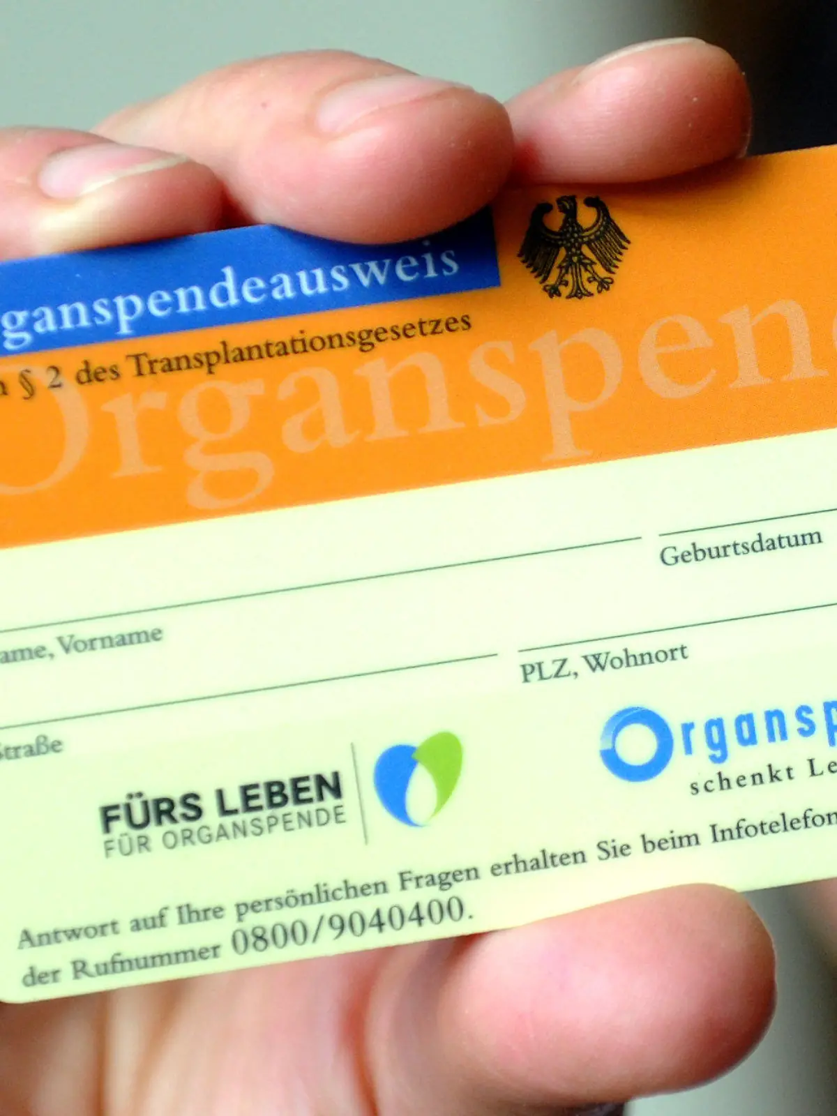ARCHIV - Nordrhein-Westfalens Gesundheitsministerin Barbara Steffens (Grüne) hält am 24.05.2013 in Düsseldorf (Nordrhein-Westfalen) einen Organspendeausweis in der Hand. (zu dpa «Weniger Menschen in Niedersachsen spenden Organe» vom 22.12.2017) Foto: Caroline Seidel/dpa +++(c) dpa - Bildfunk+++