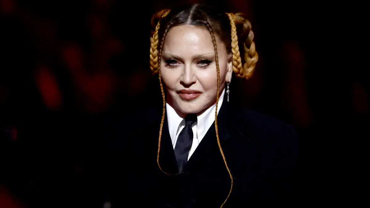 LOS ANGELES, CALIFORNIA - FEBRUARY 05: (FOR EDITORIAL USE ONLY) Madonna speaks onstage during the 65th GRAMMY Awards at Crypto.com Arena on February 05, 2023 in Los Angeles, California. (Photo by Frazer Harrison/Getty Images)
