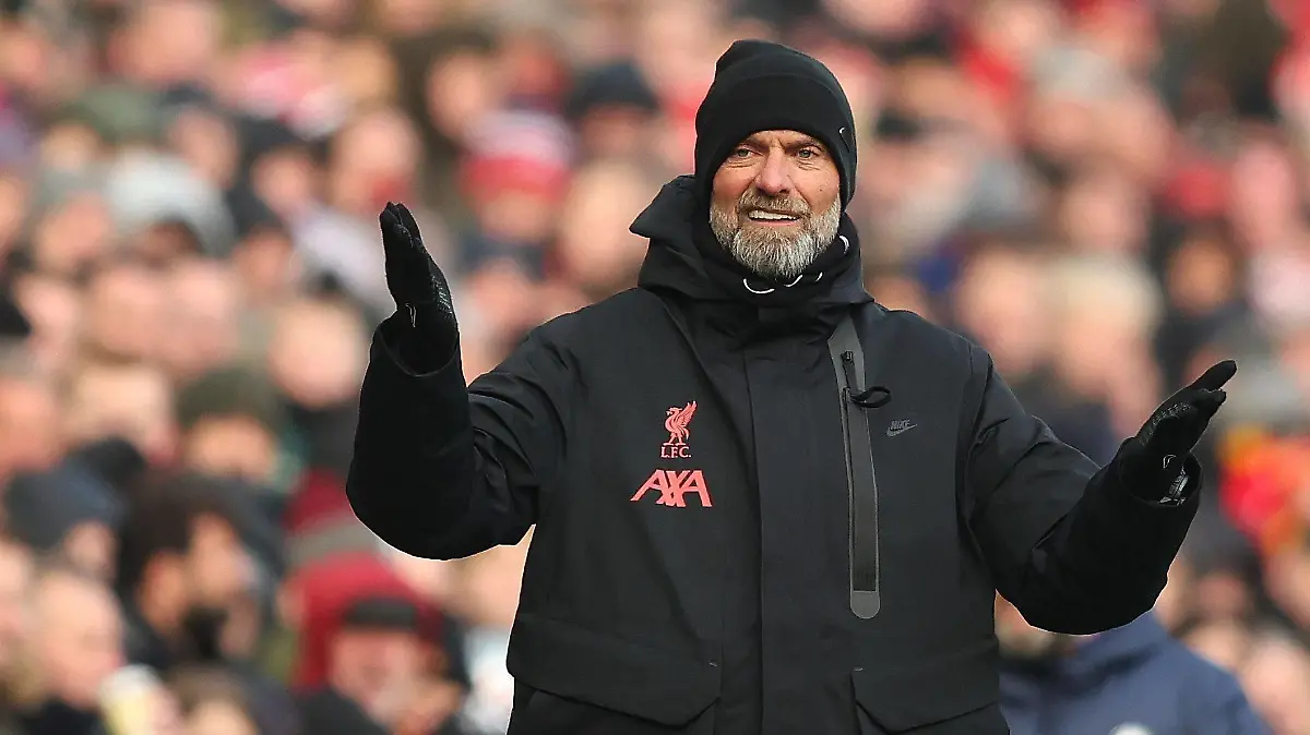 Mandatory Credit: Photo by Paul Greenwood/Shutterstock 13727850ax Liverpool manager Jurgen Klopp Liverpool v Chelsea, Premier League, Football, Anfield, Liverpool, UK - 21 Jan 2023 EDITORIAL USE ONLY No use with unauthorised audio, video, data, fixture lists, club/league logos or live services. Online in-match use limited to 120 images, no video emulation. No use in betting, games or single club/league/player publications. Liverpool v Chelsea, Premier League, Football, Anfield, Liverpool, UK - 21 Jan 2023 EDITORIAL USE ONLY No use with unauthorised audio, video, data, fixture lists, club/league logos or live services. Online in-match use limited to 120 images, no video emulation. No use in betting, games or single club/league/player publications. PUBLICATIONxINxGERxSUIxAUTxHUNxGRExMLTxCYPxROUxBULxUAExKSAxONLY Copyright: xPaulxGreenwood/Shutterstockx 13727850ax