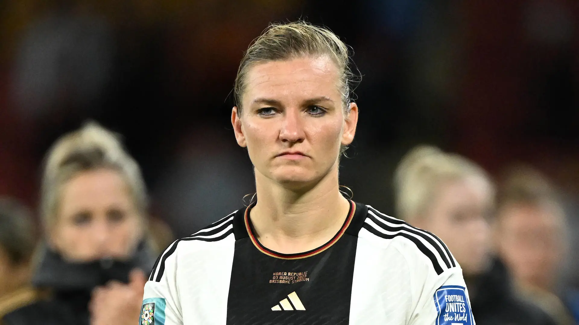 WWC23 KOREA GERMANY, Alexandra Popp of Germany and her team mates react following their 1 all draw eliminating Germany from the Womens World Cup during the FIFA Women s World Cup 2023 soccer match between Korea and Germany at Brisbane Stadium in Brisbane, Thursday, August 3, 2023. ACHTUNG: NUR REDAKTIONELLE NUTZUNG, KEINE ARCHIVIERUNG UND KEINE BUCHNUTZUNG BRISBANE QUEENSLAND AUSTRALIA PUBLICATIONxNOTxINxAUSxNZLxPNGxFIJxVANxSOLxTGA Copyright: xDARRENxENGLANDx 20230804001827255463