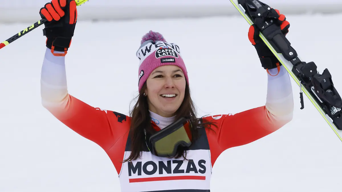 SPINDLERUV MLYN, CZECH REPUBLIC - JANUARY 28: Wendy Holdener of Team Switzerland takes 3rd place during the Audi FIS Alpine Ski World Cup Women's Slalom on January 28, 2023 in Spindleruv Mlyn, Czech Republic. (Photo by Christophe Pallot/Agence Zoom/Getty Images)