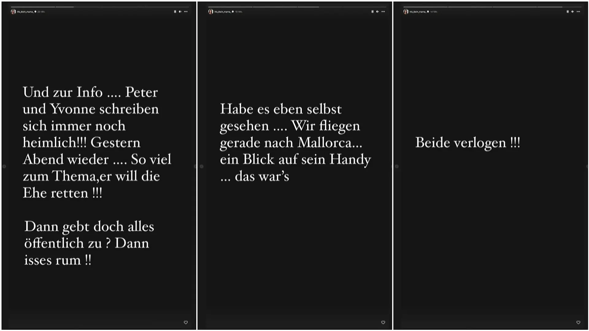 Das geht Iris Klein wirklich zu weit: Ihrer Meinung nach hat Peter gar kein Interesse daran, die Ehe zu retten. Quelle: instagram/iris_klein_mama_