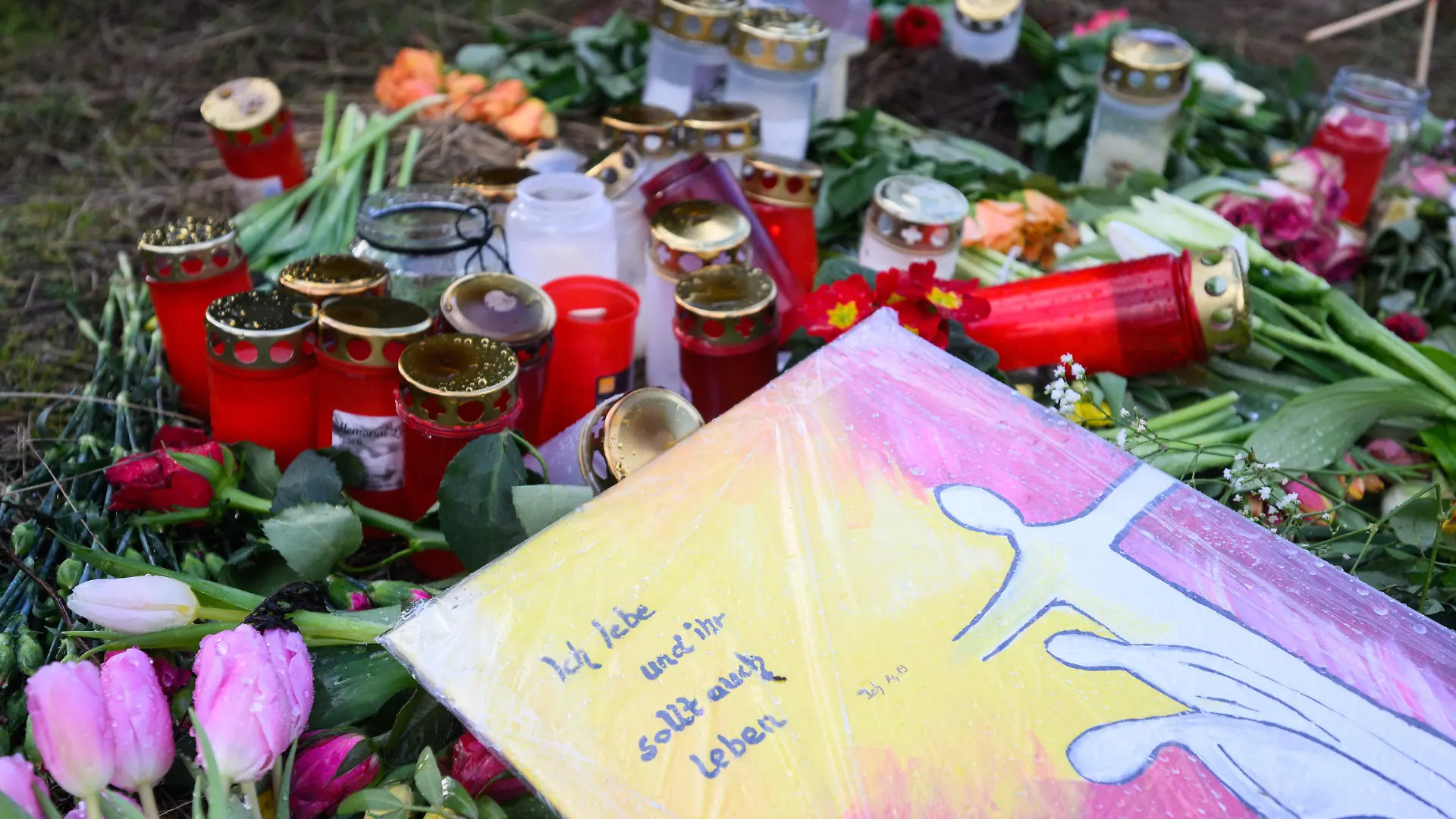 30.01.2023, Niedersachsen, Wunstorf: Blumen und Kerzen liegen an einer Tannenbaumschonung in Wunstorf-Blumenau in der Region Hannover. Nach der Tötung eines 14-jährigen Jungen sind die Hintergründe der Tat weiter unklar. Ein ebenfalls 14 Jahre alter Junge steht im Verdacht, den arg- und wehrlosen Teenager mit stumpfer Gewalt getötet zu haben.      (zu dpa ·Tötung eines 14-Jährigen - Erklärungen eines Jugendtherapeuten·) Foto: Julian Stratenschulte/dpa - ACHTUNG: Der Name des Opfers wurde aus rechtlichen Gründen gepixelt +++ dpa-Bildfunk +++
