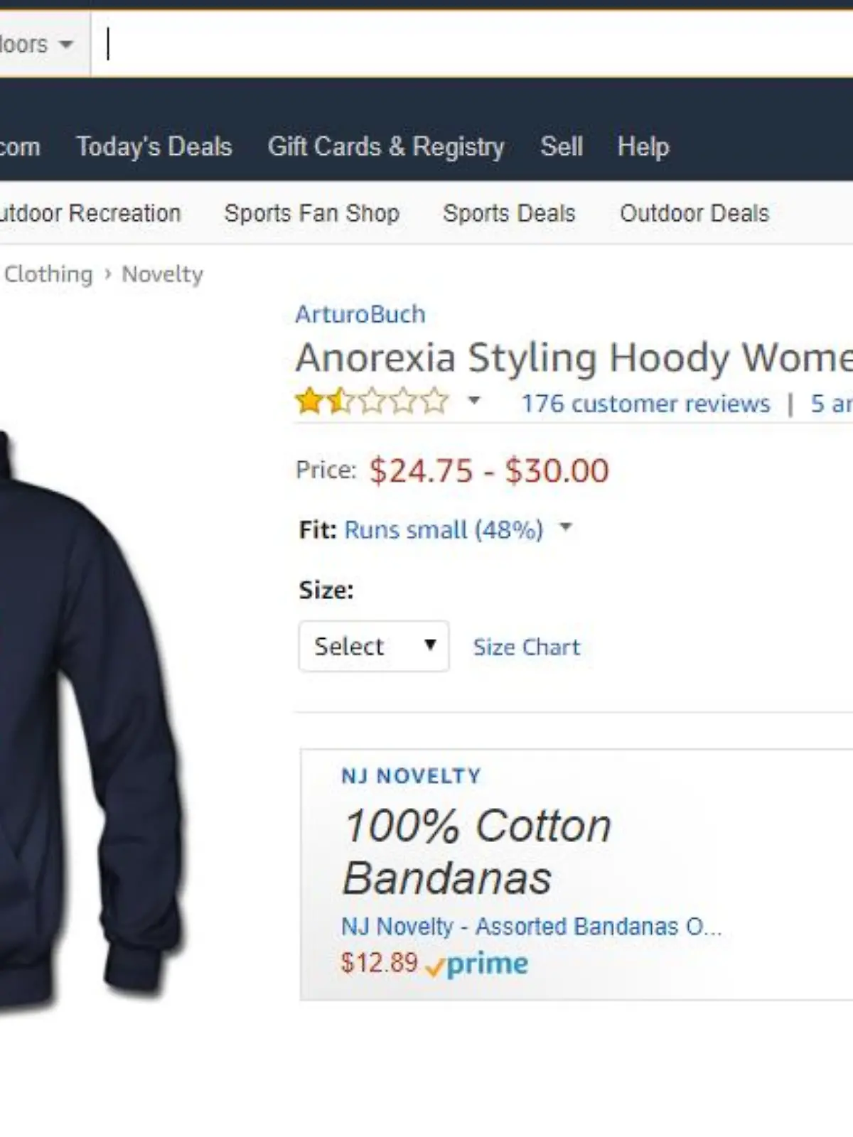 Ein Drittverkäufer vertreibt bei Amazon einen Print-Pullover, der Magersucht verharmlost.
