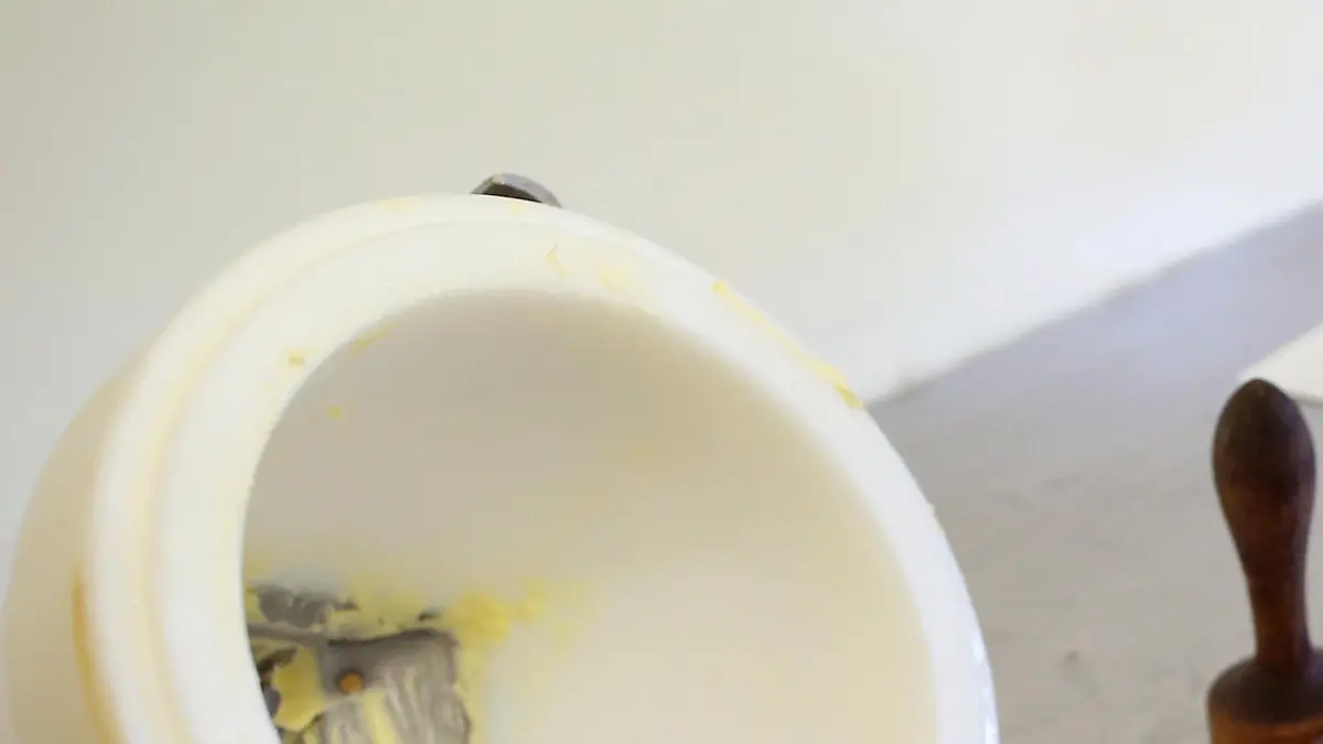 An employee prepares organic unpasteurised butter at a milk farm in Saint-Colomban, near Nantes, France, September 12, 2017. Picture taken September 12, 2017. REUTERS/Stephane Mahe