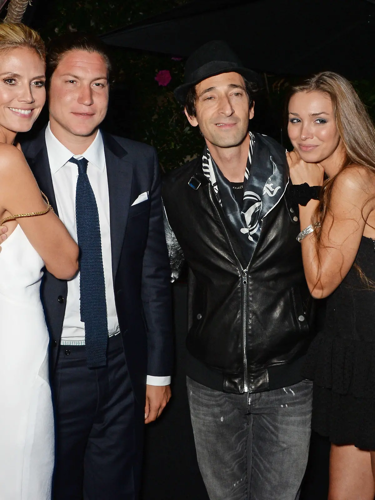 CANNES, FRANCE - MAY 21:  (ITALY-OUT)  (L to R) Heidi Klum, Vito Schnabel, Adrien Brody and Lara Lieto attend the welcome party for Puerto Azul Experience Night at Villa St George on May 21, 2014 in Cannes, France.  (Photo by David M. Benett/Getty Images for Puerto Azul)