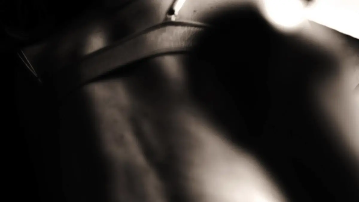 Rueckansicht junge Frau in Dessous, sepia | Back of a young woman in lingerie, sepia tone