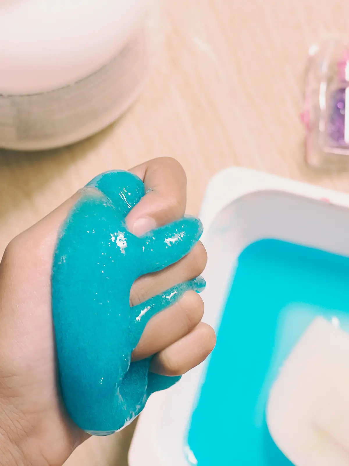 Kid Playing Hand Made Toy Called Slime, Experiment Scientific Method, Inspire to be the Scientist